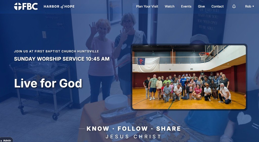 Screenshot of the First Baptist Huntsville website