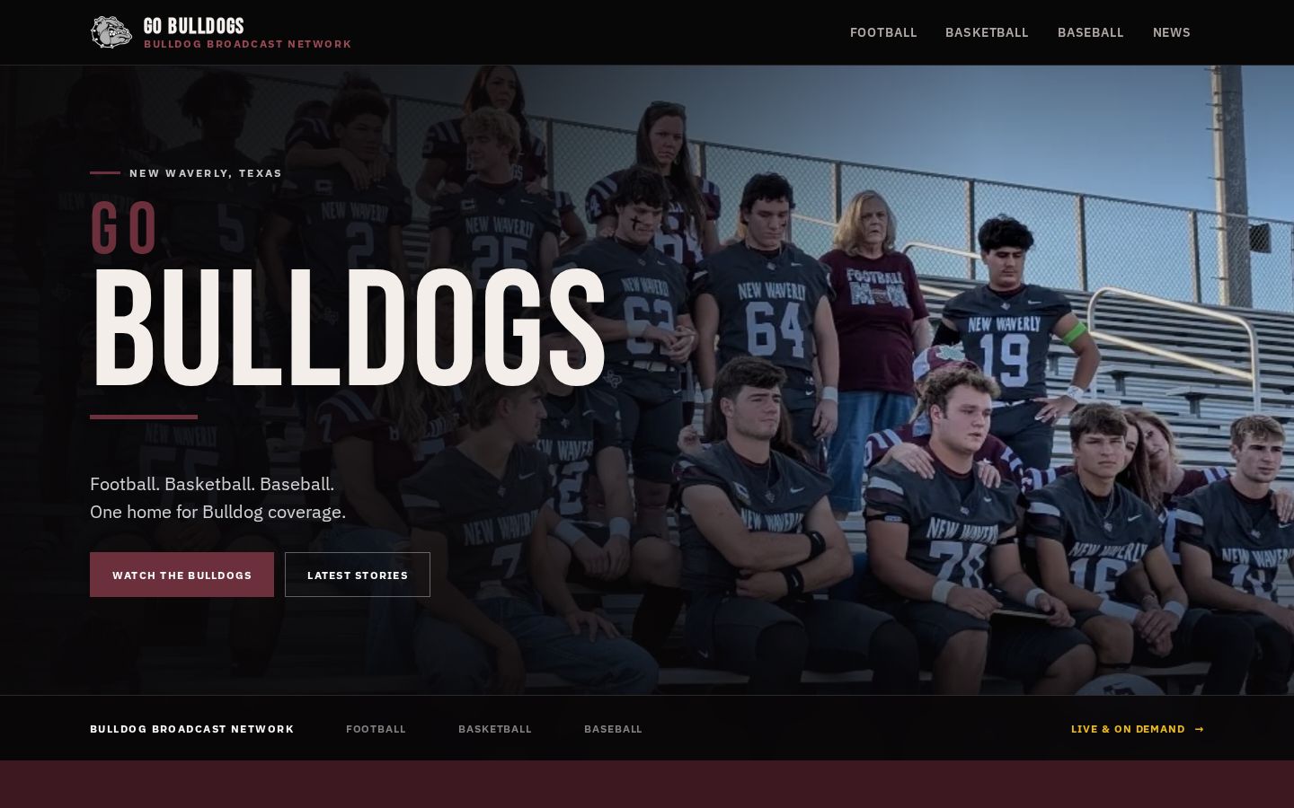 Screenshot of the Go Bulldogs website