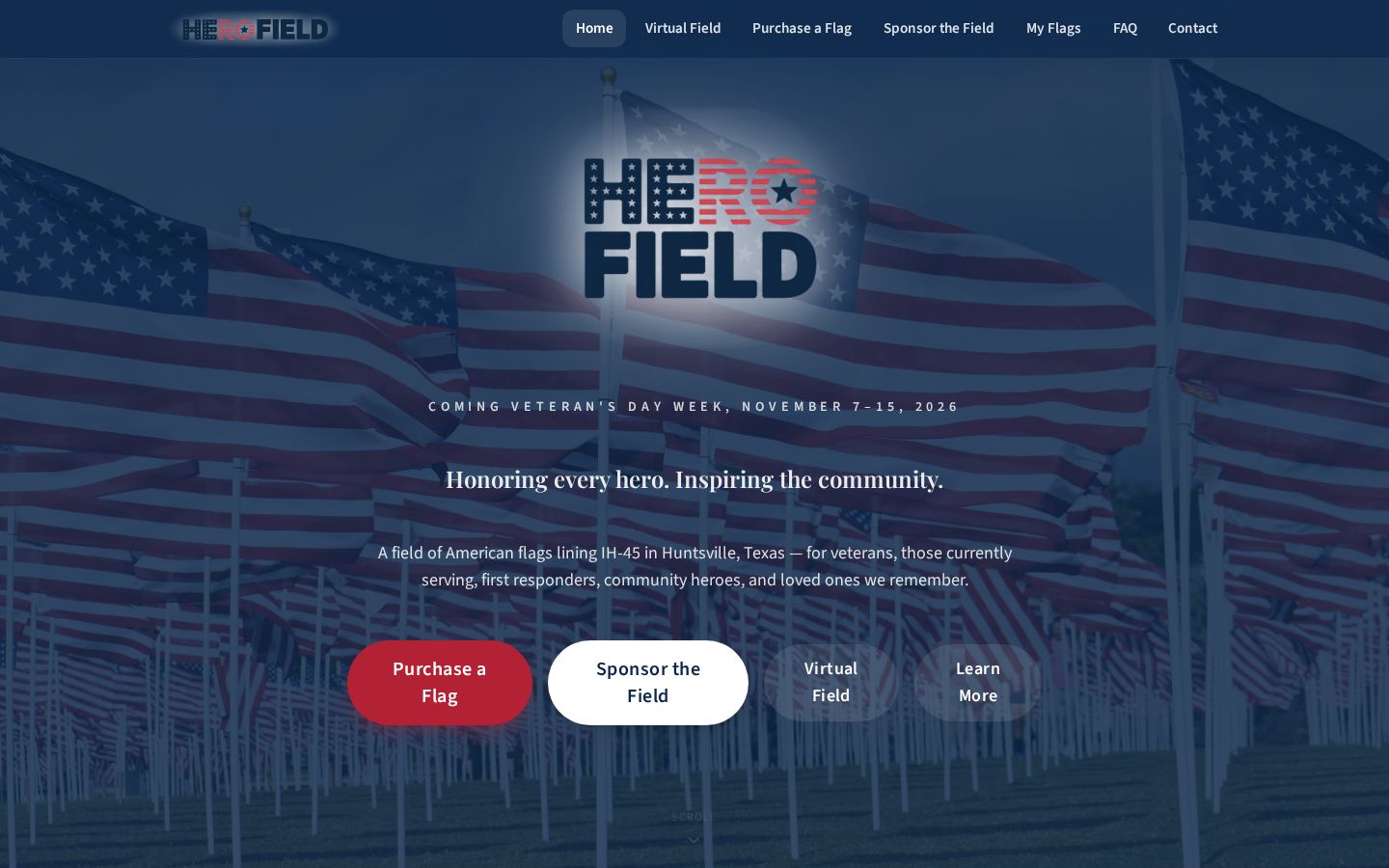 Screenshot of the Hero Field website