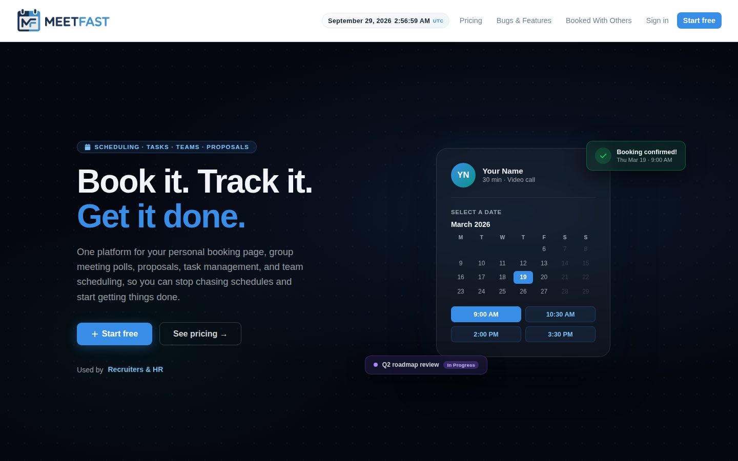 Screenshot of the MeetFast website
